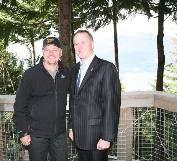 Ziptrek General Manager Stu Cordelle with Prime Minister John Key.